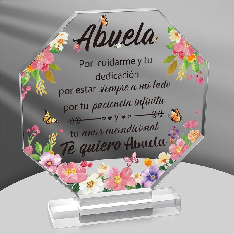 Yopyame Spanish Grandma Birthday Gifts - Regalos para Abuela Acrylic Plaque Decor Keepsake Paperweights Gifts for Grandma in Spanish Christmas Mothers Day Gifts for Grandma from Granddaughter Grandson - Image 1